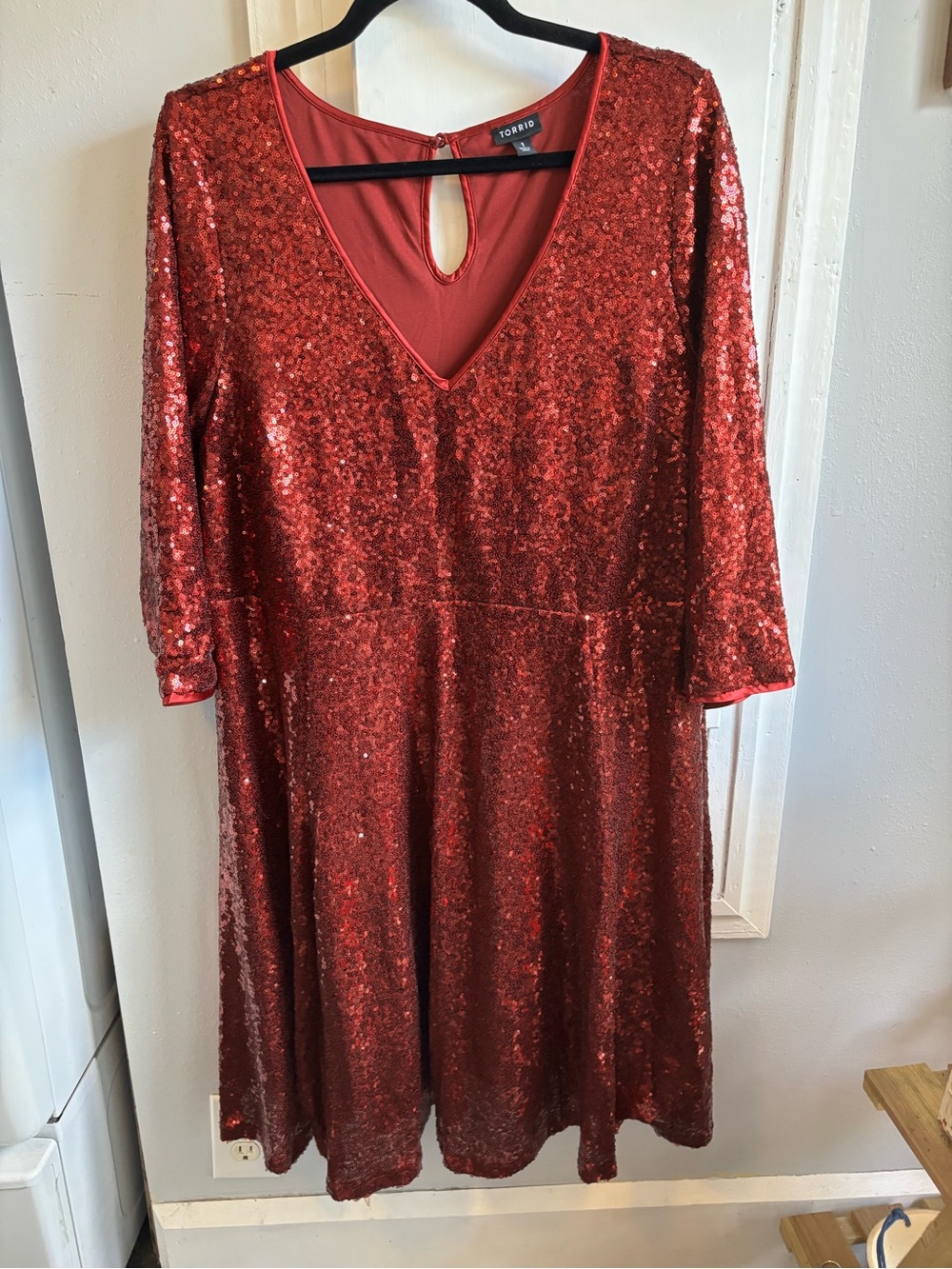 torrid Red Sequin V-Neck Party Dress